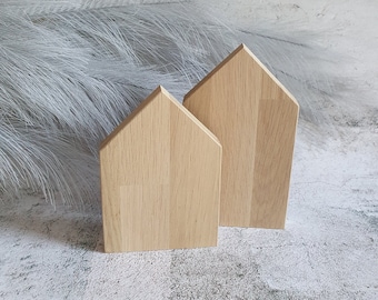 Decorative house in a set of 2 in solid oak | Decorative items | House decoration | Home decoration | Oak | 10 x 15 cm; 10 x 18 cm Pohmer Design