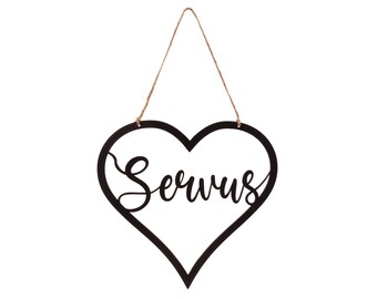 Wall hanging heart Servus | Acrylic | Wall decoration | Decorative sign | Garden | Black approx. 25.5 x 25 cm Pohmer Design