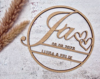 Personalized wooden wedding wreath | with names & date | wedding gift | wedding gift idea | wedding decoration | bride and groom