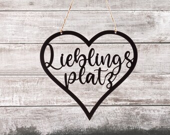 Bergliebe wall hanging heart favorite place | acrylic | wall decoration | decorative sign | garden | black approx. 25.5 x 25 cm Pohmer Design