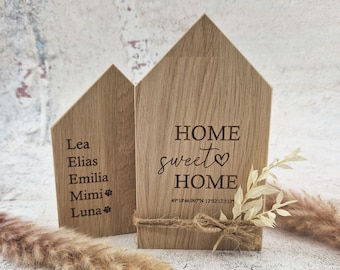 Personalized decorative house set of 2 in solid oak | Decorative item | Home decor | Living decor | Oak | 10 x 15 cm; 10 x 18 cm Pohmer Design