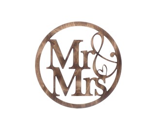 Loop Mr & Mrs Wedding 3D Wooden Sign Wedding Gift Bride and Groom Flamed Engagement Wall Sign Ø 39 cm Pohmer Design