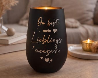 Favorite Person Tealight Holder | Glass Tealight Holder | Gift Idea for Family, Friends & Loved Ones | Candle Holder | 12 x 8.5 cm Pohmer Design