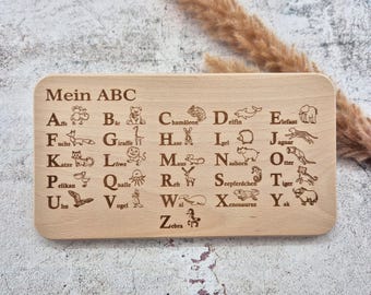 ABC breakfast board | Gift for school enrollment, preschool | School cone | Back to school | Learn ABC 22.5 x 12.5 cm Pohmer Design
