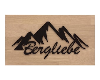 Wall picture made of oak wood | Solid wood | Mountains | Mountain landscape | Wall decoration | Wooden picture | Gift | 18.5 x 33 cm Pohmer Design