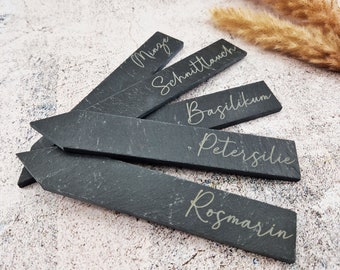 Slate herb signs | Plant signs | Herb markers | Plant labels | Herbs | Garden | 19 x 3 cm Pohmer Design