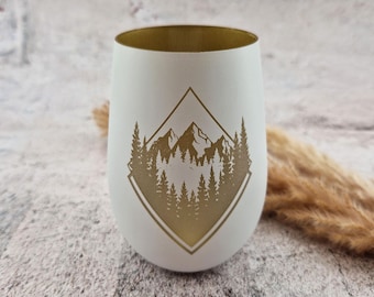 Mountain Motif Tealight Holder | Mountain Love | Hiking | Gift for Mountaineers | Mountain | Summit Seekers | Tealight Holder | 12 x 8.5 cm Pohmer Design