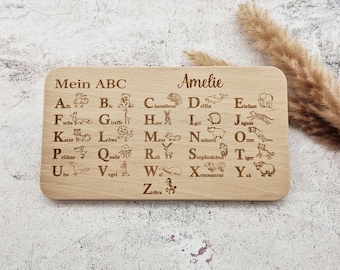 Personalized ABC Breakfast Board | Back to School Gift, Preschool Gift | School Cone | First Day of School | Learning ABCs 22.5 x 12.5 cm Pohmer Design