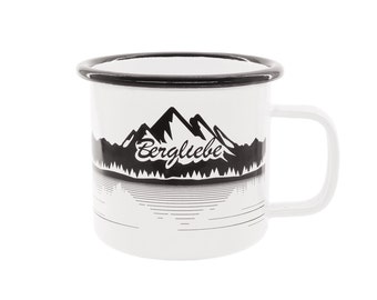 Enamel mug with the lettering Bergliebe and mountain motif - mug - coffee cup 320 ml Pohmer Design