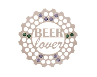 Beer menu Beerlover bottle cap design gift bottle cap collecting wood birthday present Ø 43 cm Pohmer Design