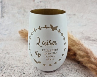 Personalized birth lantern | Birth | Memory light | Gift | Baptism | Lantern | Candle holder | Tealight holder | Pohmer Design