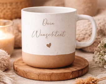 Personalized ceramic mug with custom text | Coffee mug | White tea mug with beige base | Gift for girlfriend | 360 ml Pohmer Design