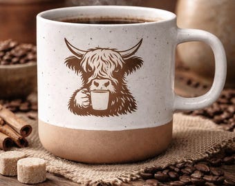Ceramic mug with animal motif | Coffee mug | Tea mug, white with beige base | Gift for animal lovers, birthday | 360 ml Pohmer Design