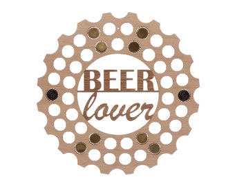 Bottle cap collector Beerlover | Beer menu | Wood | Men's gift | Oak beer bottle Ø 39 cm Pohmer Design