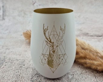 Deer lantern | Deer motif | Cozy | Tealight holder | Deer design | Deer decor | Tealight holder | 12 x 8.5 cm Pohmer Design