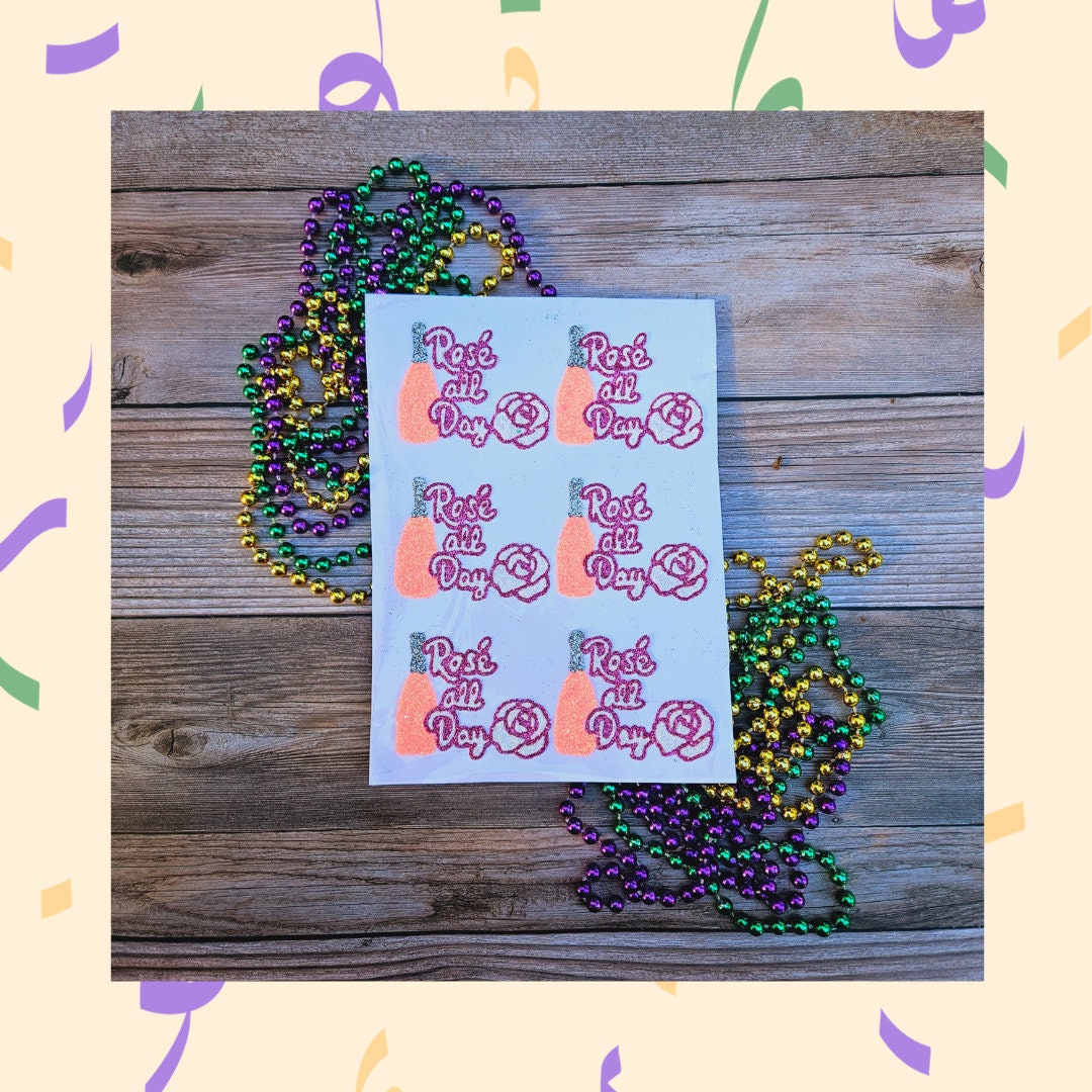Rose Happy Hour Glitter Transfer for Mardi Gras Throws Etsy