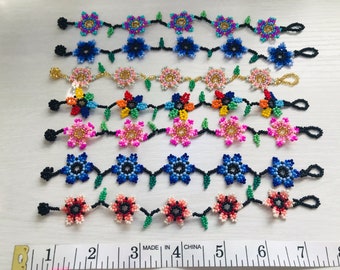 Diseño floral pulseras de cuentas mexicanas
