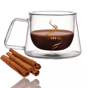 Dubbelväggig kaffemugg i glas – Värmebeständiga borosilikatkoppar i set