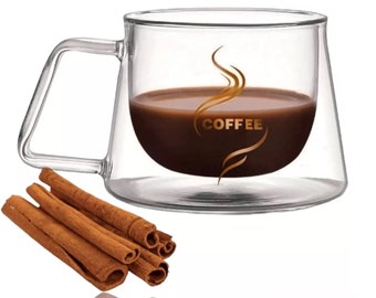 Doppelwandige Glas-Kaffeetasse - Hitzebeständiges Borosilikat-Tassen-Set
