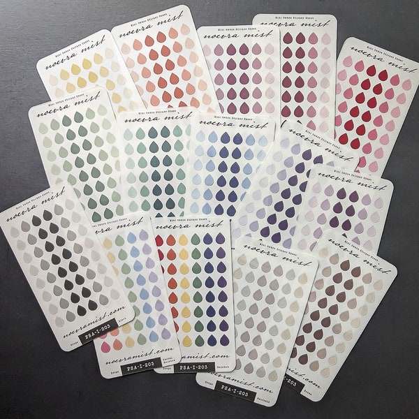 Transparent Drop Stickers 5mm | Tiny Clear Matte Color Tear Drop Stickers for planners, journals, scrapbooks | Mini Ombre Dot sticker sheet