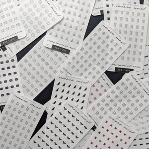 Mini Micro Icon Sticker Sheet | Transparent Clear Matte 5mm Icon Stickers for planners, journals, scrapbooks