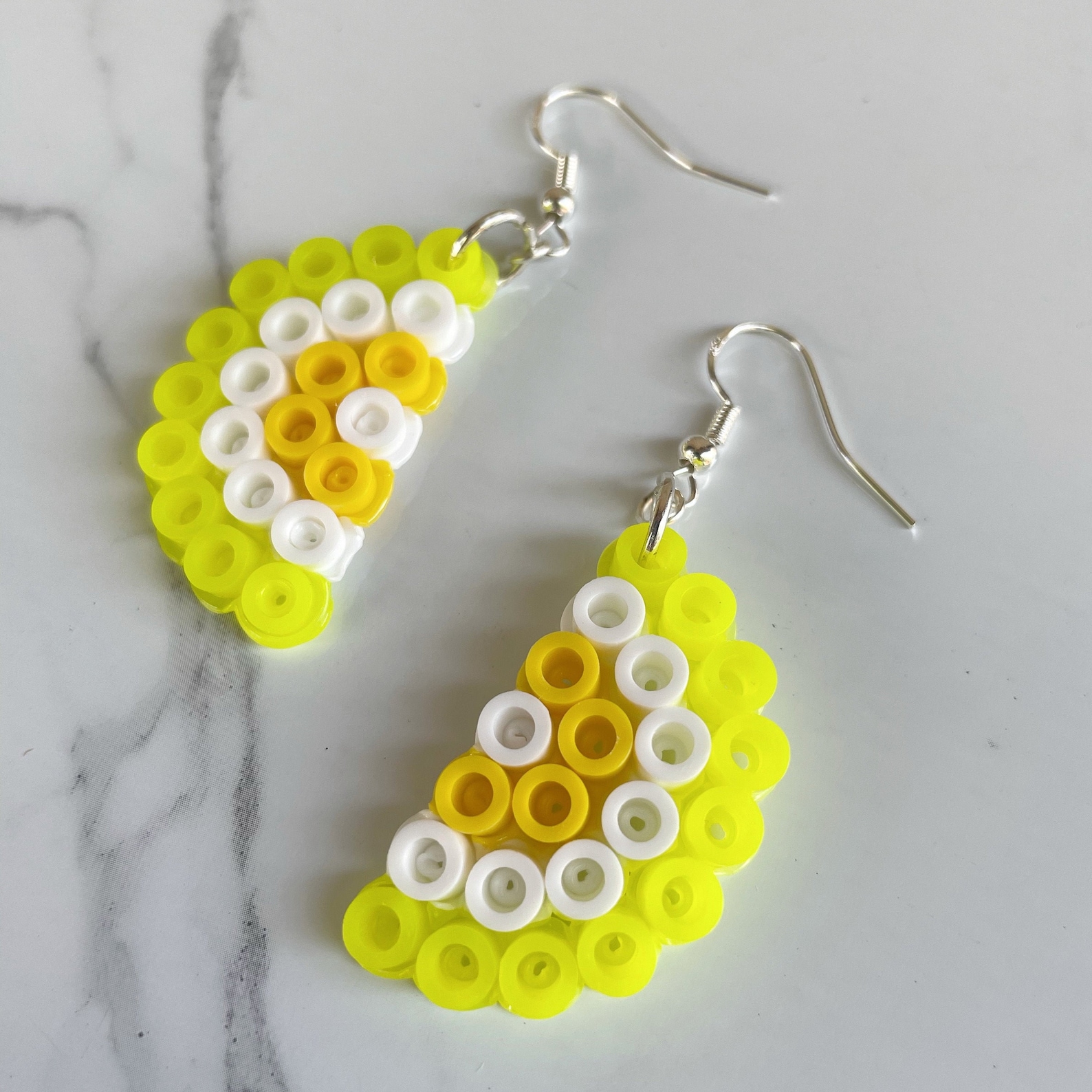 Perler Bead Lemon Slices Sterling Silver Earrings Etsy