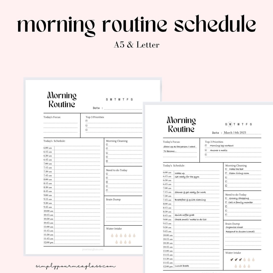 Morning Routine Schedule Printable for Morning Routine Plan - Etsy