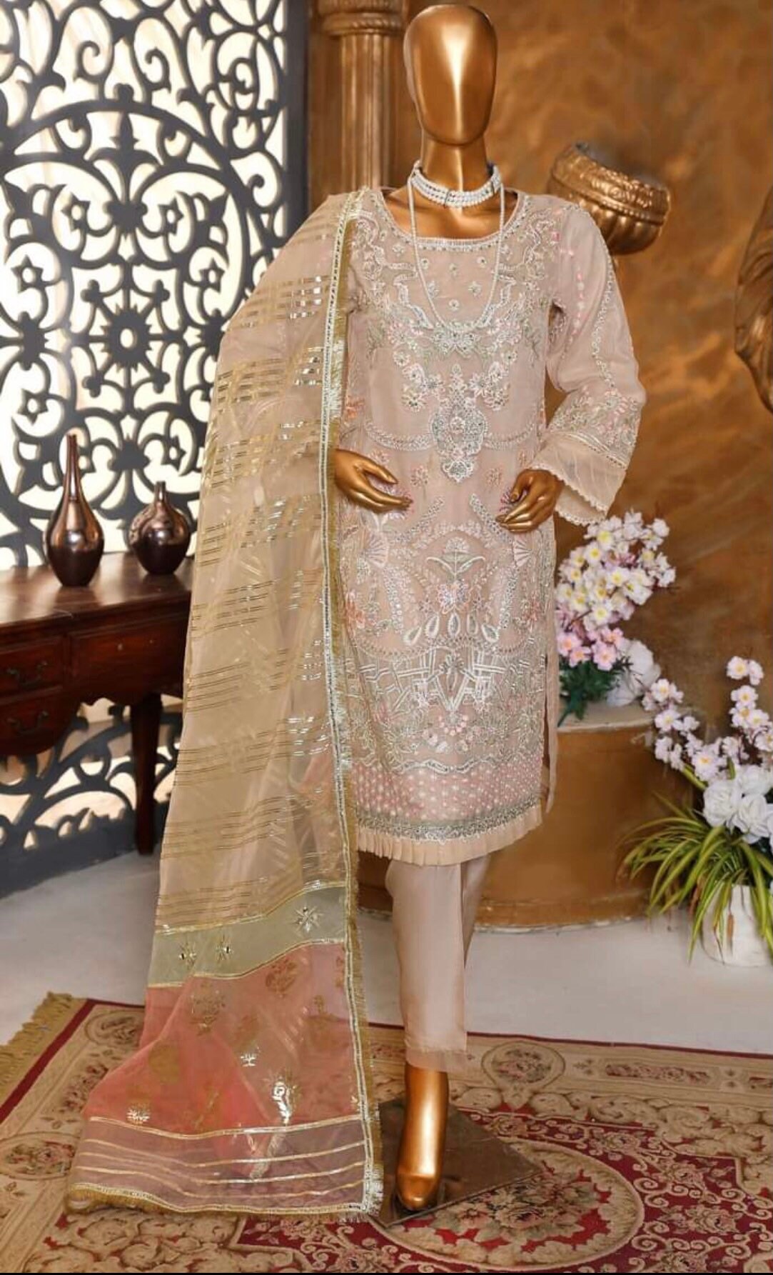 Original Pakistani Designer Sadabahar Collection 3pc Organza Suit