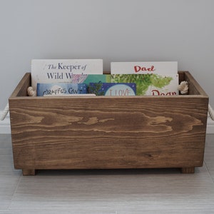 Book Box, Montessori Wood Crate, Book Storage, Nursery Storage, Wood Crate, Library Box, Baby gift, Toddler gift, Wooden Book Box,Book Crate