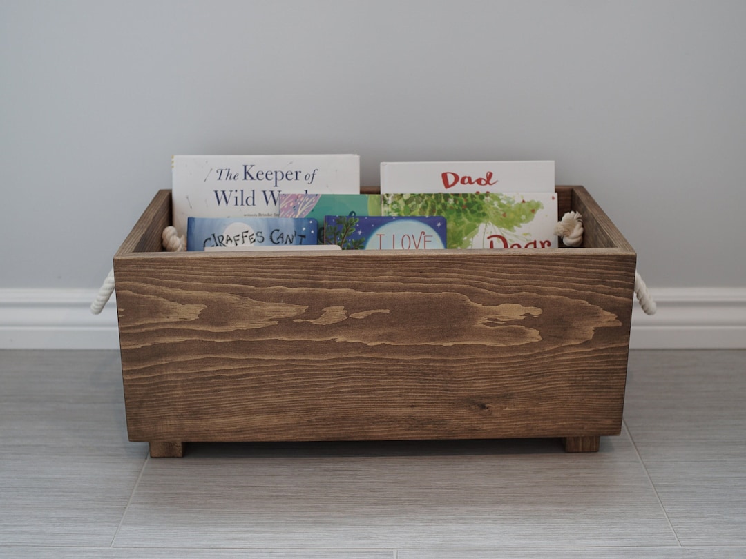 Book Box, Montessori Wood Crate, Book Storage, Nursery Storage, Wood