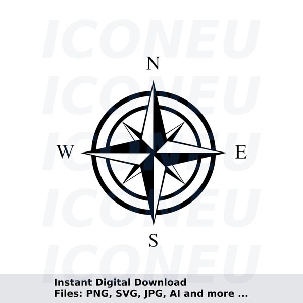 Compass SVG, Nautical Compass SVG, Compass Rose SVG - Instant Digital Download, svg, ai, dxf, eps, png, studio3, and jpg! Navigation Tool