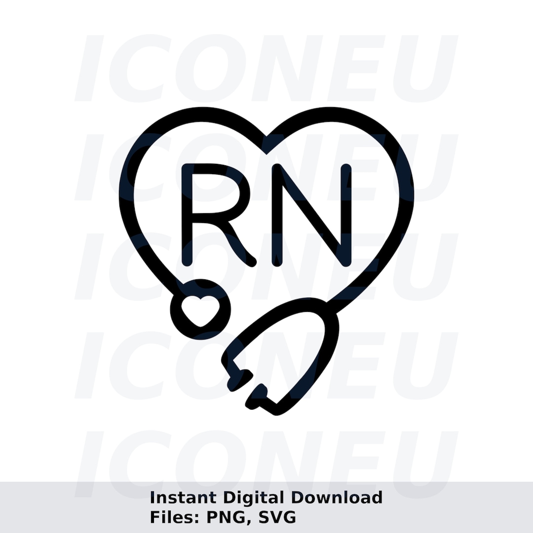 Stethoscope RN Heart SVG Instant Digital Download, Svg, Ai, Dxf, Eps