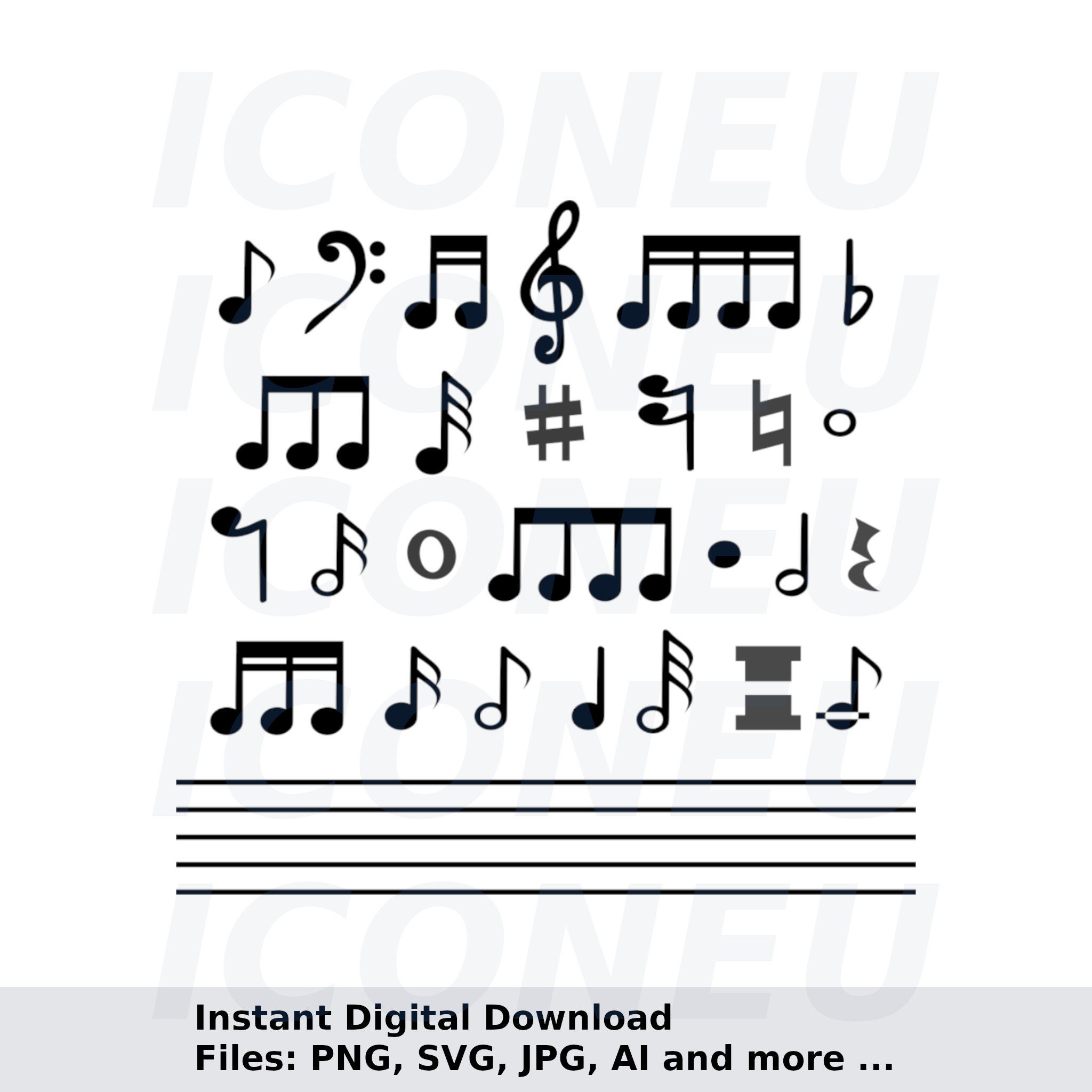 Notes musique, note de musique Téléchargement instantané, fichiers SVG pour  cricut autocollants journalisation numérique et impressions -  Canada