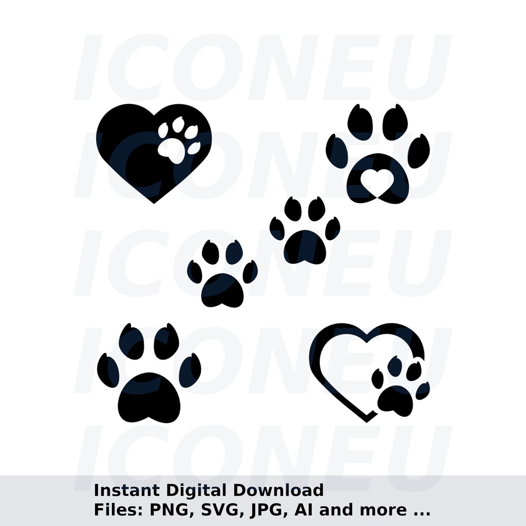 Cat Svg, Cat Paw Svg, Paw Print Svg Instant Digital Download, Svg, Ai