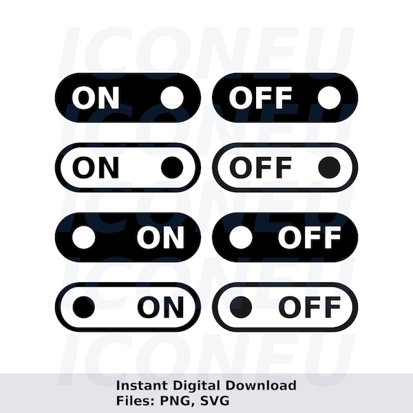 On Svg, Off Svg, Toggle Switch Svg - Instant Digital Download, SVG, PNG! Power On and Off Button Svg Bundle Clip Art