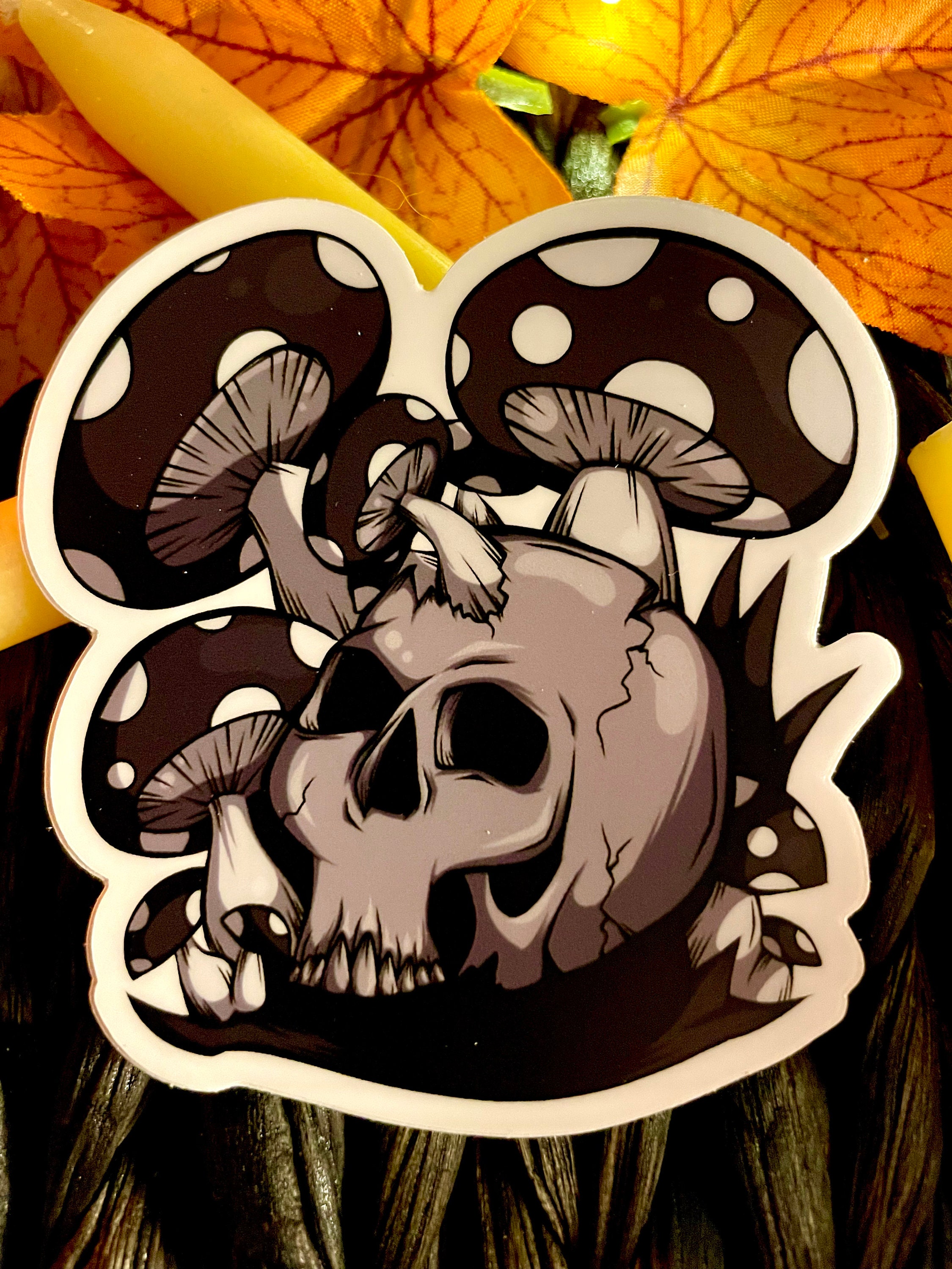 Mushroom Skull Vinyl Sticker Mushroom Sticker Skull Sticker - Etsy