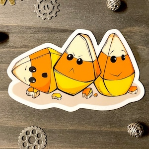 Halloween Candy Corn Sticker, Cute Fall Decal for Water Bottle, Spooky Birthday Gift for Friend, Thanksgiving Gift for Child, Planner Decal