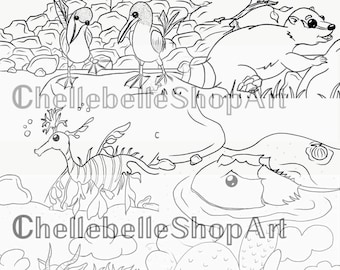 26 strange animals coloring book