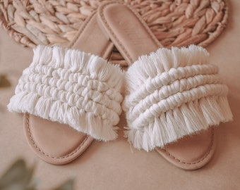 Handmade Macrame Sandals: Boho Chic Zero Waste Cotton Beach Slides