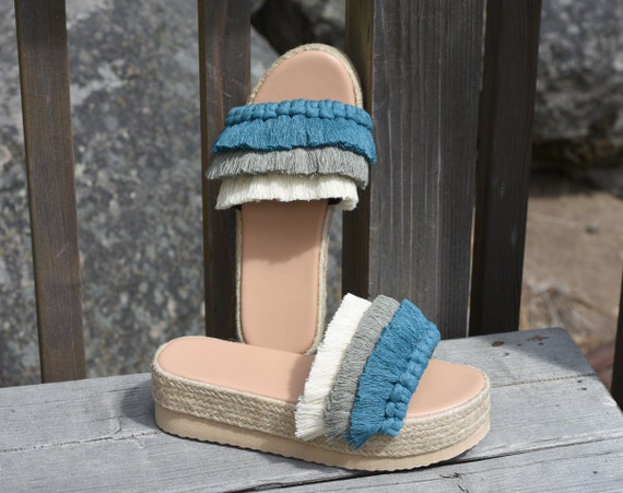 Platforms Jute Macrame Sandals Platform Sandals Handmade Sandals