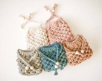 Macrame Mini Pouch: Recycled Cotton Boho Bag