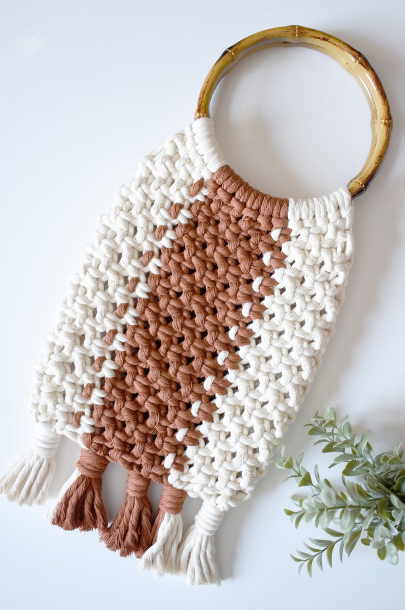 Macrame Box Handles Handmade Macrame Bag: Bamboo Handle, Summer Style - Etsy
