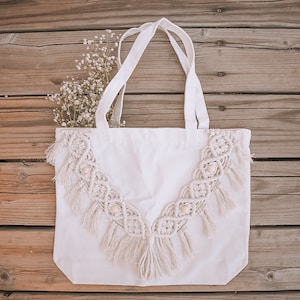 Macrame Tote bag with zipper | boho tote bag | eco-friendly tote bag | reusable shoulder bag | Beach tote bag | Market tote bag