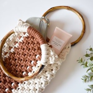 Macrame bag | Handmade macrame bag | Bamboo handle bag | Summer bags | Macrame bags wooden handle