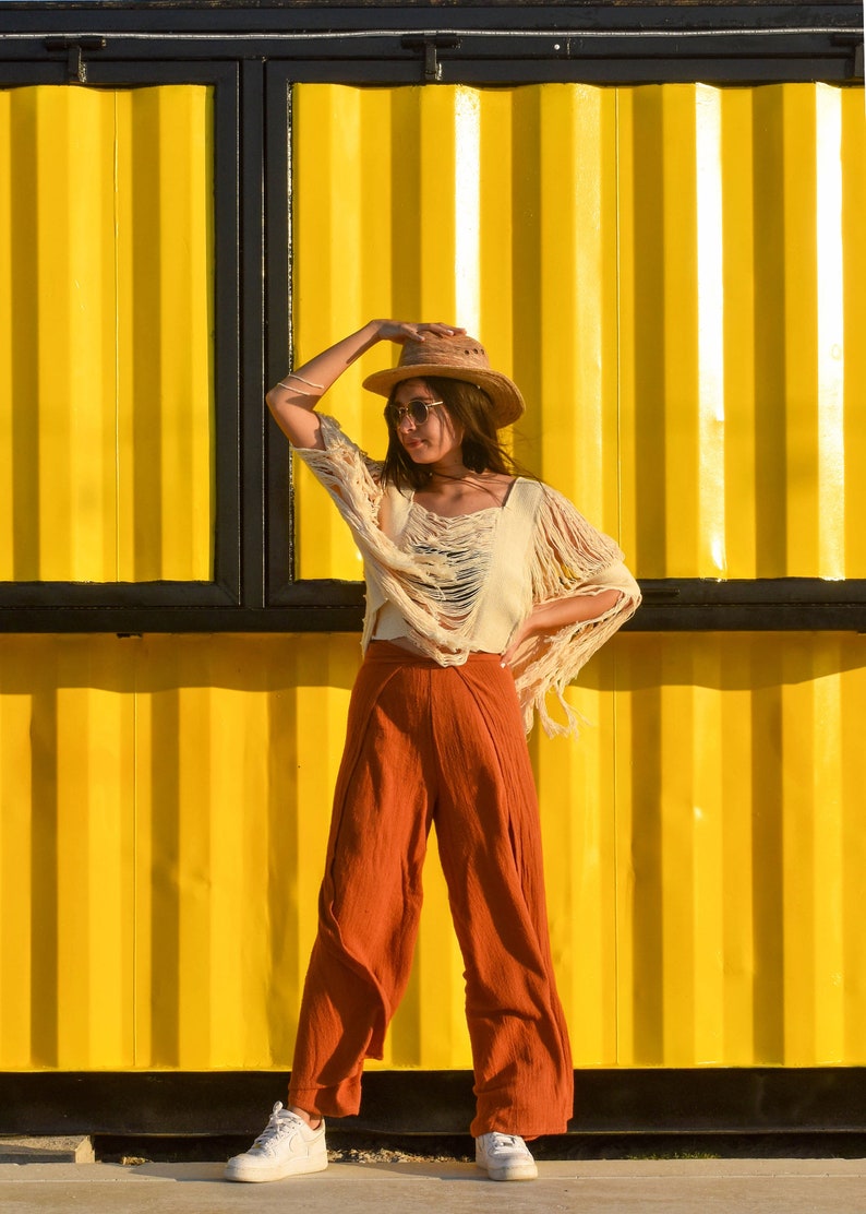 Beach Boho Pants Wrap Around Pants Thai Fisher Pants Self Etsy