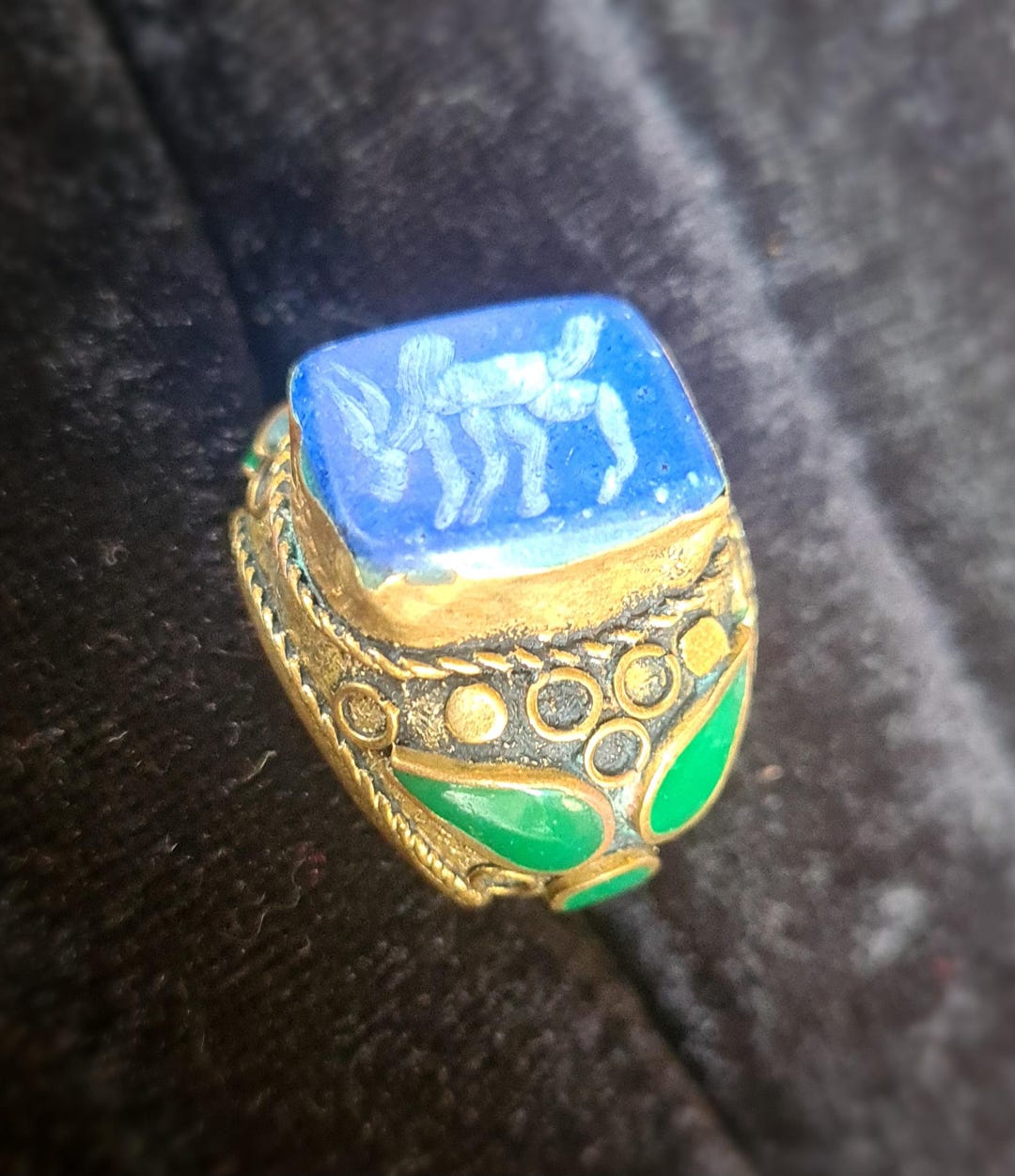 Afghan Kuchi Lapis Coloured Tribal Ring | Statement Boho Ring | Nomadic ...