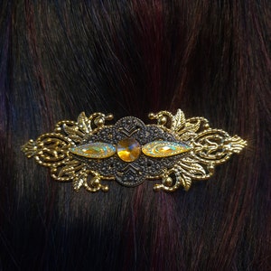 Hair clip, Barrette, Hair clasp, Steampunk hair clip, Victorian hair clip, Gold hair clip,  Filigree, Sparkly hair clip, antique bronze