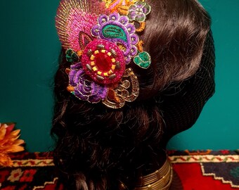 Embroidered Floral Headband | Vintage-inspired | Pink & Purple | Hair Accessory | Boho Chic Gift | Headband | Festival | Bellydance