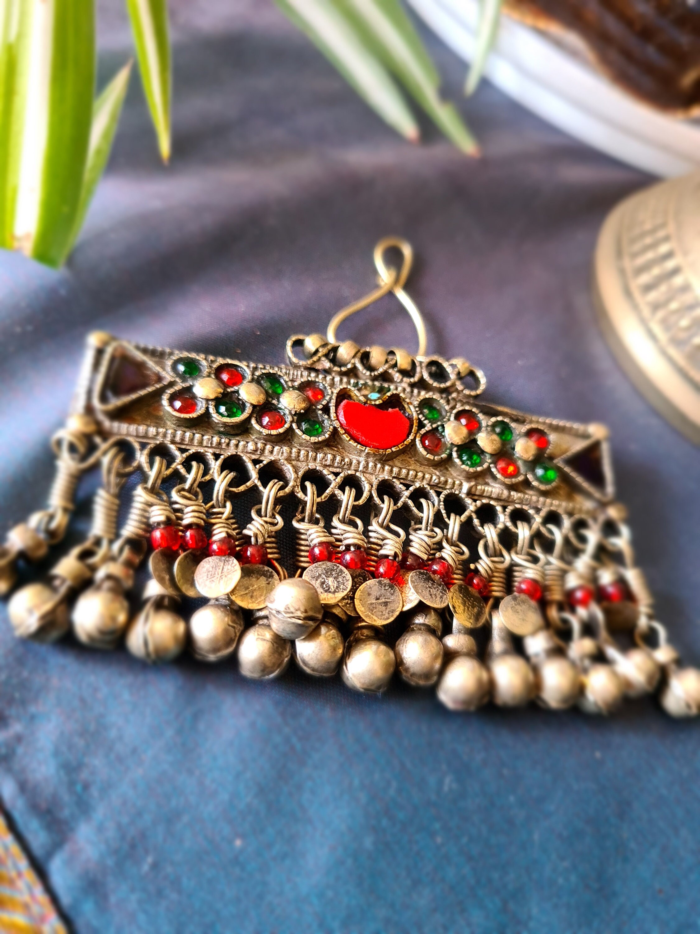 Vintage Kuchi Tribal Hair Slide Nomadic Hairpin Belly dance Jewelry  with bells Shells, Bells, Bits and More — Vintage and new tribal and  main image 2
