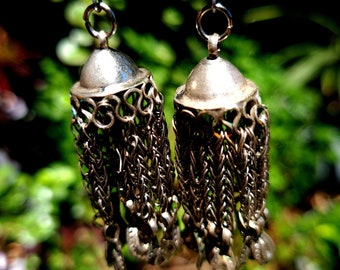 Tribal boho upcycled statement ethnic unique vintage earrings